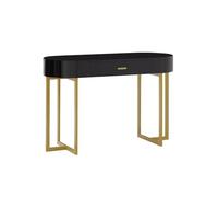 Vente-unique - Bureau Console avec 1 tiroir - MDF laqué et métal - Noir et doré - TORELI - avec Rangement