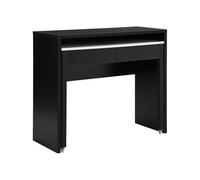 Vente-unique - Bureau Console Extensible avec 2 tiroirs - Noir et Effet marbre Blanc - LOAVIA - avec Rangement