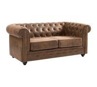 Canapé 2 places CHESTERFIELD en microfibre aspect cuir vieilli