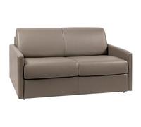 Canapé 2 places convertible express en simili taupe avec assise mémoire de forme - Couchage 120 cm - Matelas 18 cm CALIFE