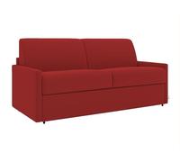 Canapé 2 places convertible express en tissu rouge avec assise mémoire de forme - Couchage 120 cm - Matelas 22 cm mémoire de forme CALIFE