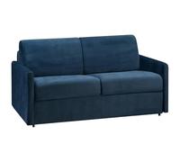 Vente-unique - Canapé 2 Places Convertible Express en Velours Bleu Nuit - Couchage 120 cm - Matelas 14 cm CALIFE
