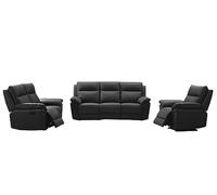 Vente-unique Canapé 3+2+1 Places Relax en Cuir de Buffle PAKITA - Noir