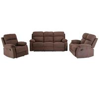 Canapés 3 places 2 places et un fauteuil relax en tissu TOLZANO - Marron