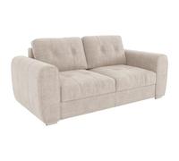 Canapé 3 places convertible express en tissu beige - Couchage 140 cm - Matelas 18 cm - BOLIPO