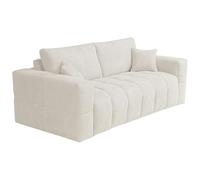 Canapé 3 places convertible express en tissu bouclette beige - Couchage 140 cm - Matelas 16 cm ISSORO