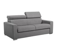 Vente-unique - Canapé 3 Places Convertible Express en Tissu Gris - Couchage Lattes Larges 140 cm - Matelas 18 cm avec mémoire de Forme