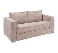 Vente-unique - Canapé 3 Places Convertible Express en Velours côtelé Rose - Couchage à Lattes Larges 140 cm - Matelas 14 cm Loreto