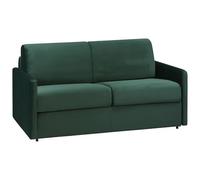 Canapé 3 places convertible express en velours vert sapin avec assise mémoire de forme - Couchage à lattes larges 140 cm - Matelas 14 cm CALIFE