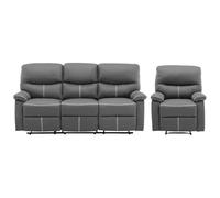 Canapé 3 places et un fauteuil relax en simili gris CANBY