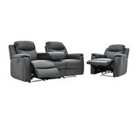 Canapé 3 places et un fauteuil relax EVASION en cuir - Gris