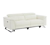 Vente-unique - Canapé 3 Places Relax électrique en Cuir de Vachette Blanc BREYT II
