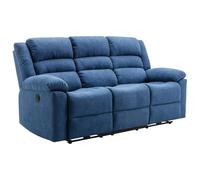 Vente-unique - Canapé 3 Places Relax électrique en Tissu Bleu BUROLO