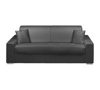 Vente-unique - Canapé 4 Places Convertible Express en Simili - Noir - Couchage 160 cm - Matelas 22 cm avec mémoire de Forme EMIR