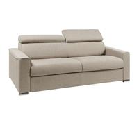 Vente-unique - Canapé 4 Places Convertible Express en Tissu Beige avec Assise mémoire de Forme - Couchage Lattes Larges 160 cm - Matelas 16 cm mémoire de Forme