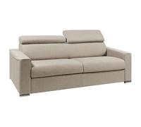 Vente-unique - Canapé 4 Places Convertible Express en Tissu Beige - Couchage Lattes Larges 160 cm - Matelas 18 cm avec mémoire de Forme