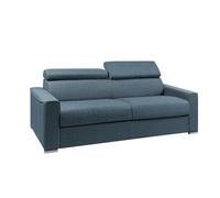Vente-unique - Canapé 4 Places Convertible Express en Tissu Bleu - Couchage 160 cm - Matelas 22 cm avec mémoire de Forme Vizir