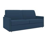 Vente-unique - Canapé 4 Places Convertible Express en Tissu Bleu Nuit avec Assise mémoire de Forme - Couchage à Lattes Larges 160 cm - Matelas 14 cm CALIFE
