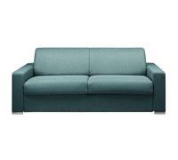 Vente-unique - Canapé 4 Places Convertible Express en Tissu chiné Bleu - Couchage Lattes Larges 160 cm - Matelas 16 cm avec Mousse à mémoire de Forme CALITO