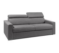 Canapé 4 places convertible express en tissu gris avec assise mémoire de forme - Couchage 160 cm - Matelas 22 cm mémoire de forme VIZIR