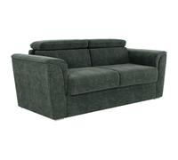 Canapé 4 places convertible express en tissu texturé vert - Couchage à lattes larges 160 cm - Matelas 22 cm avec mémoire de forme - RIZORA