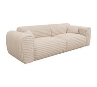 Vente-unique - Canapé 4 Places Convertible Express en Velours côtelé Grosses côtes Beige - Couchage 160 cm - Matelas 13 cm mémoire de Forme POGNIA