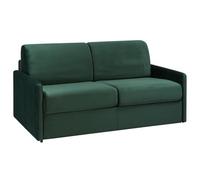 Vente-unique - Canapé 4 Places Convertible Express en Velours Vert Sapin - Couchage 160 cm - Matelas 18 cm CALIFE