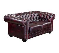 Vente-unique - Canapé Chesterfield 2 Places Brenton 100% Cuir de Buffle - Bordeaux