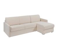 Vente-unique - Canapé d'angle avec matelas - Angle interchangeable - Tissu - Beige - Surface de couchage 160 cm - Matelas 22 cm - Calife