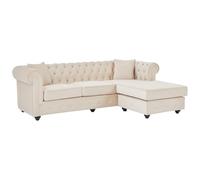 Vente-unique - Canapé d'angle Chesterfield réversible en Velours Beige Toledo