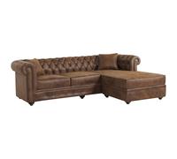 Vente-unique - Canapé d'angle Chesterfield réversible Toledo en Microfibre vieillie - Marron