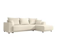 Vente-unique - Canapé d'angle Convertible et réversible en Velours côtelé Beige NESSARO