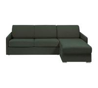 Vente-unique - Canapé d'angle Convertible Express et réversible en Tissu texturé Vert Sapin - Couchage 140 cm - Matelas 22 cm avec mémoire de Forme - CALIFE