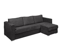 Vente-unique-Canapé d'angle Convertible Express et réversible en Velours côtelé Gris Anthracite - Couchage 140 cm - Matelas 14 cm Loreto