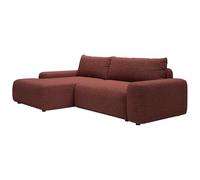 Vente-unique - Canapé d'angle Gauche Convertible en Tissu Chenille Bordeaux DAVISO