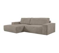Vente-unique - Canapé d'angle Gauche Convertible en Velours côtelé Taupe Amelia