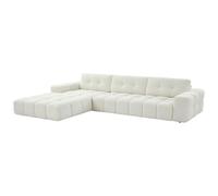 Vente-unique - Canapé d'angle Gauche en Tissu Bouclette Blanc SOPELANA
