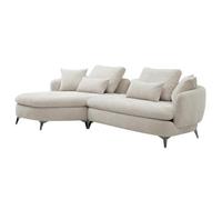 Vente-unique - Canapé d'angle Gauche en Tissu Chenille Beige PIPANI - 3 Places