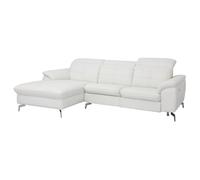 Vente-unique Canapé d'angle LISMORE relax électrique en cuir de buffle Blanc angle gauche