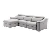 Vente-unique - Canapé d'angle Relax électrique en Tissu Gris Clair PEDRERA - Angle Gauche