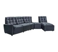 Canapé d'angle relax électrique modulable en velours anthracite ALFORD