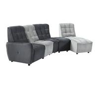 Canapé d'angle relax électrique modulable en velours gris clair et anthracite ALFORD