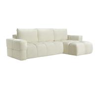 Vente-unique - Canapé d'angle réversible Convertible en Tissu Bouclette Beige ISSORO II