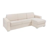 Canapé d'angle réversible convertible express en tissu texturé beige - Couchage lattes larges 140 cm - Matelas 18 cm - CALITO