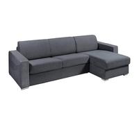 Canapé d'angle réversible convertible express en tissu texturé gris anthracite - Couchage lattes larges 160 cm - Matelas 18 cm - CALITO