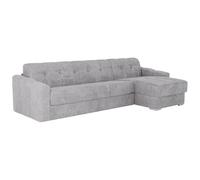 Canapé d'angle réversible convertible express en tissu texturé gris clair - Couchage lattes larges 140 cm - Matelas 22 cm avec mémoire de forme - DARIELO