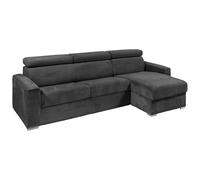 Vente-unique - Canapé d'angle réversible Convertible Express en Velours côtelé Gris Anthracite - Couchage à Lattes Larges 160 cm - Matelas 18 cm -