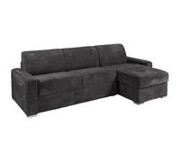 Canapé d'angle réversible convertible express en velours côtelé gris - Couchage 140 cm - Matelas 22 cm avec mémoire de forme - CALITO