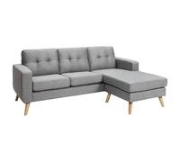 Vente-unique - Canapé d'angle réversible en Tissu Gris chiné Bartolome