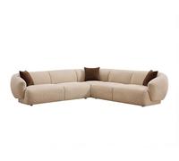 Vente-unique - Canapé d'angle réversible en Tissu texturé Beige MIBASTO